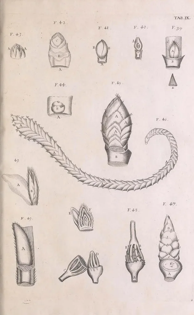 An illustration from Marcelli Malpighii philosophi & medici Bononiensis, è Regia Societate, Anatome plantarum : Cui subjungitur appendix, iteratas & auctas ejusdem authoris De ovo incubato observationes continens, 1675, leaf 149