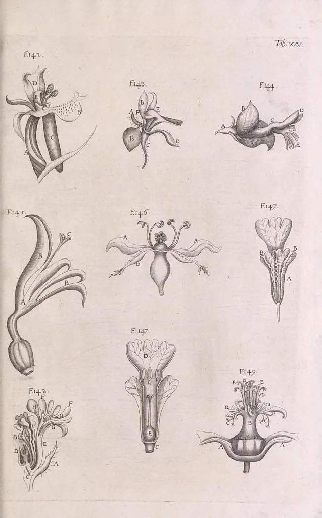 An illustration from Marcelli Malpighii philosophi & medici Bononiensis, è Regia Societate, Anatome plantarum : Cui subjungitur appendix, iteratas & auctas ejusdem authoris De ovo incubato observationes continens, 1675, leaf 181