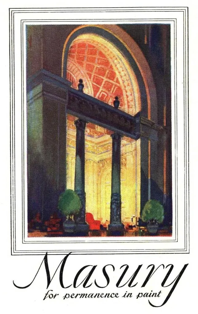 An illustration from Masury quick drying color varnish enamel., 1928, leaf 0