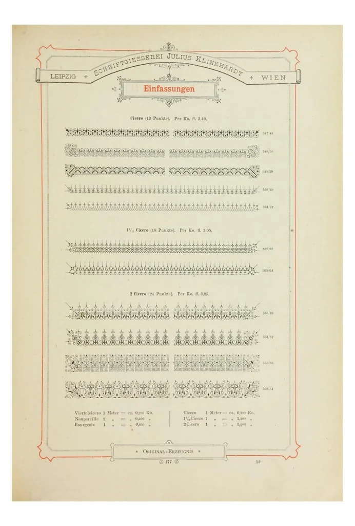 An illustration from Gesamt-Probe der Schriftgiesserei Julius Klinkhardt in Leipzig und Wien, 1883, leaf 209
