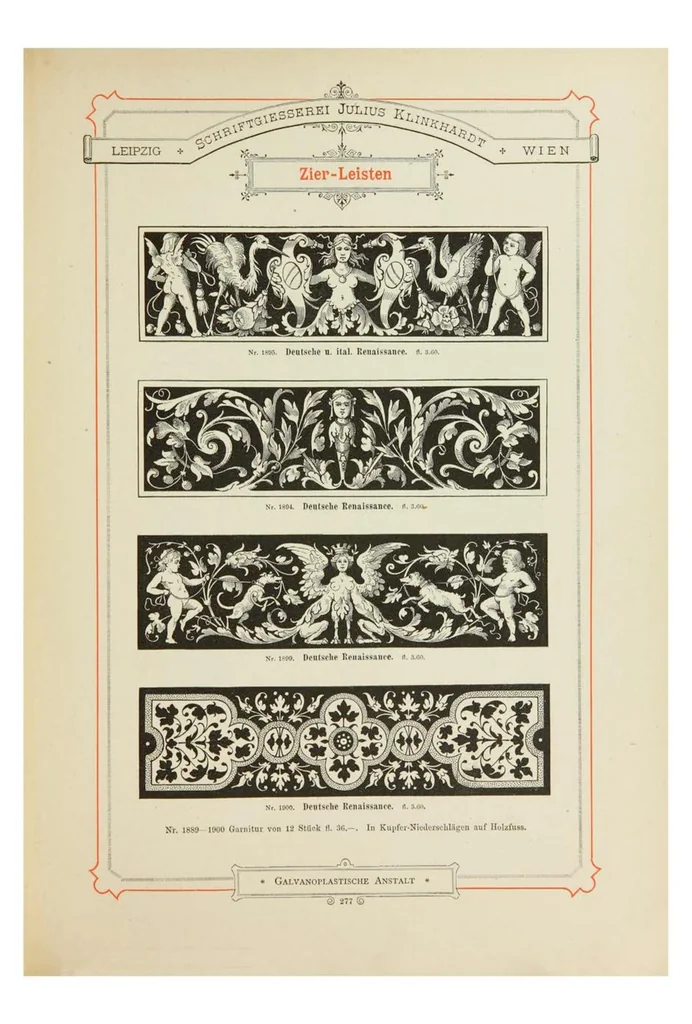 An illustration from Gesamt-Probe der Schriftgiesserei Julius Klinkhardt in Leipzig und Wien, 1883, leaf 317