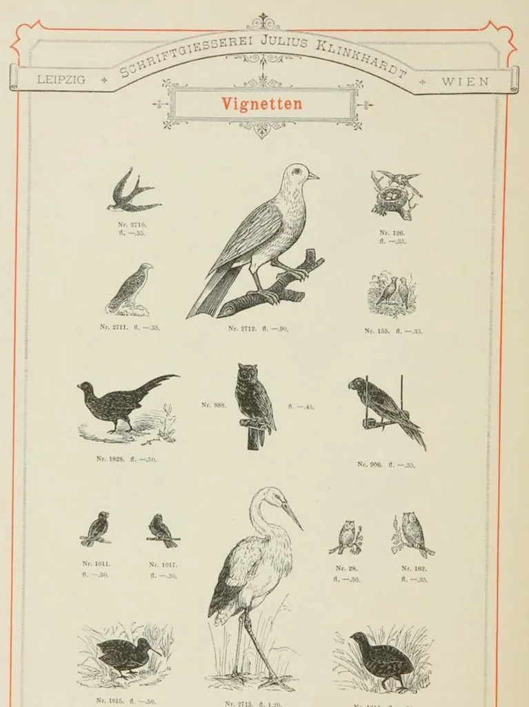 An illustration from Gesamt-Probe der Schriftgiesserei Julius Klinkhardt in Leipzig und Wien, 1883, leaf 424
