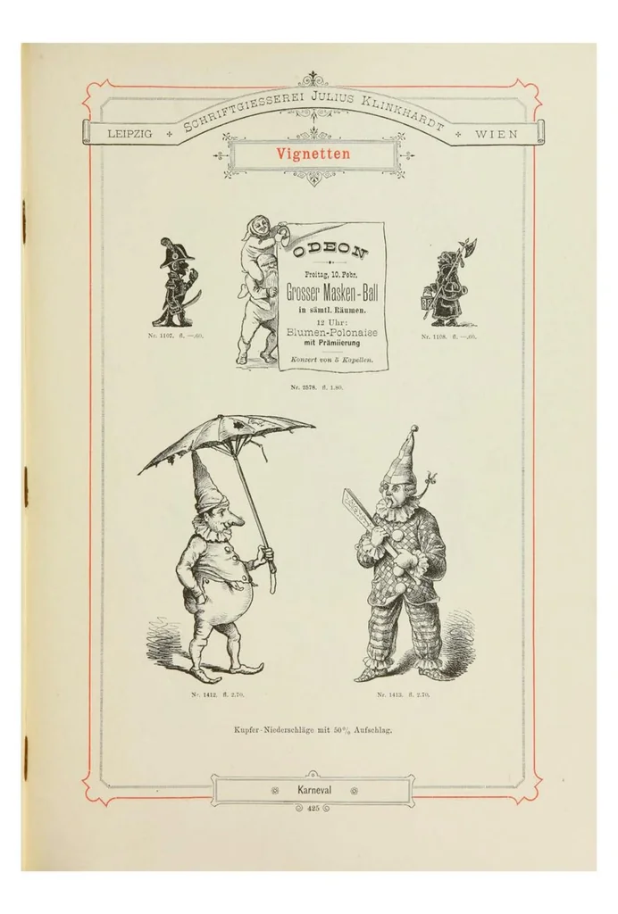 An illustration from Gesamt-Probe der Schriftgiesserei Julius Klinkhardt in Leipzig und Wien, 1883, leaf 467