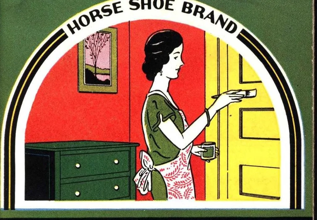 An illustration from Mound city horse shoe brand interior gloss finish., 1930, leaf 0