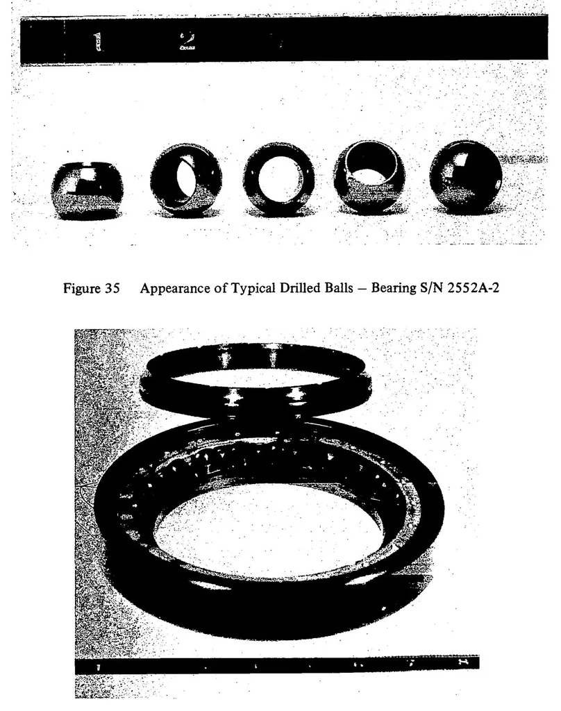 An illustration from Evaluation of drilled-ball bearings at DN values to three million. 1: Variable oil flow tests, 1932, leaf 57
