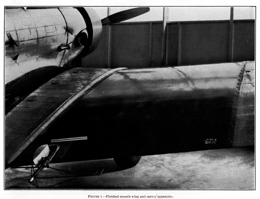 An illustration from Determination of the profile drag of an airplane wing in flight at high Reynolds numbers, 1939, leaf 5