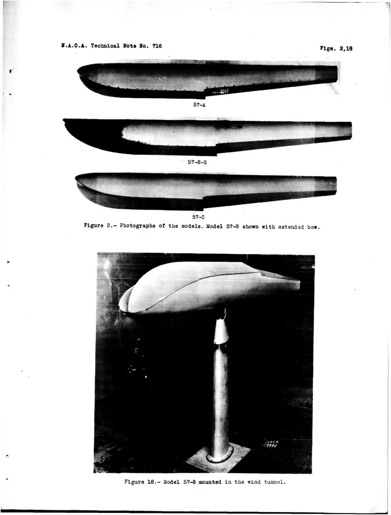 An illustration from Hydrodynamic and aerodynamic tests of a family of models of seaplane floats with varying angles of dead rise, 1939, leaf 15