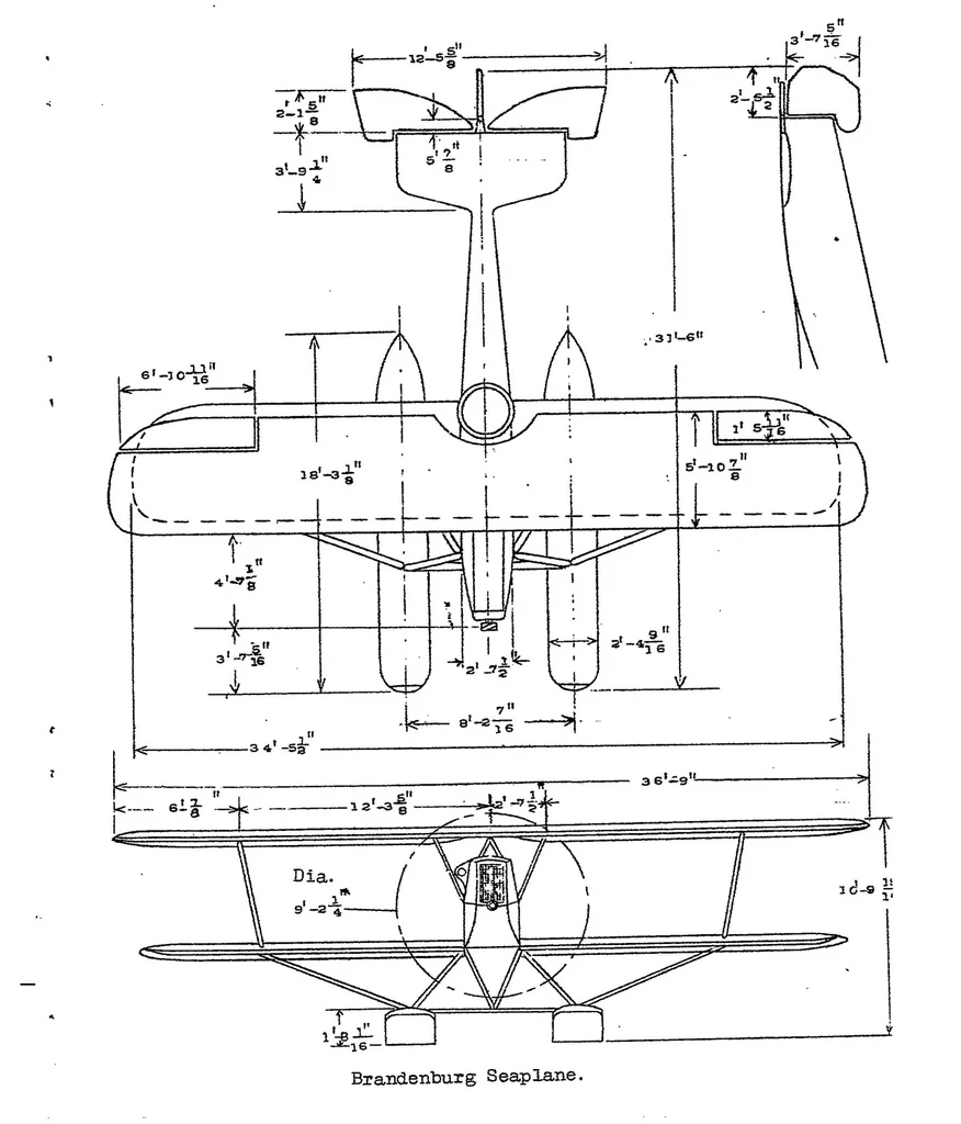 An illustration from Full scale determination of the lift and drag of a seaplane, 1922, leaf 6