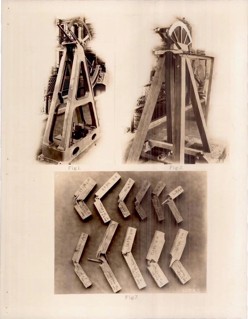 An illustration from Impact Tests for Woods, 1922, leaf 9