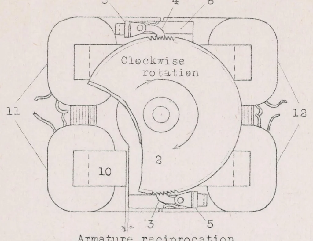 An illustration from An Impulse Electric Motor for Driving Recording Instruments, 1923, leaf 15