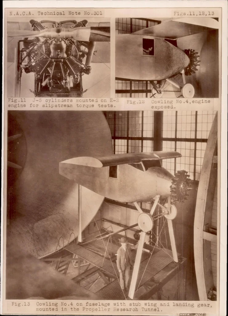 An illustration from Drag and Cooling with Various Forms of Cowling for a Whirlwind Engine in a Cabin Fuselage, 1928, leaf 36