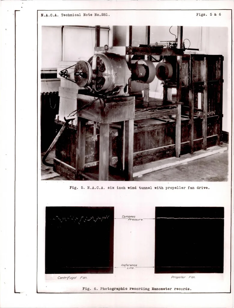 An illustration from A Comparison of Propeller and Centrifugal Fans for Circulating the Air in a Wind Tunnel, 1928, leaf 11