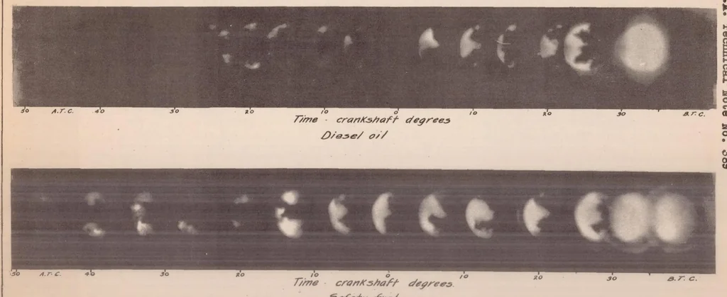 An illustration from The N.A.C.A. Apparatus for Studying the Formation and Combustion of Fuel Sprays and the Results from Preliminary Tests, 1931, leaf 34