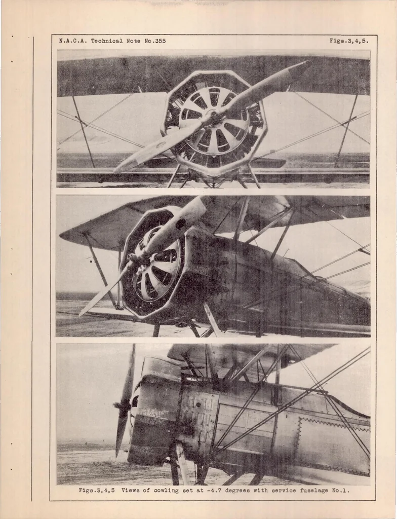 An illustration from Effect of the Angular Position of the Section of a Ring Cowling on the High Speed of an XF7C-1 Airplane, 1930, leaf 18