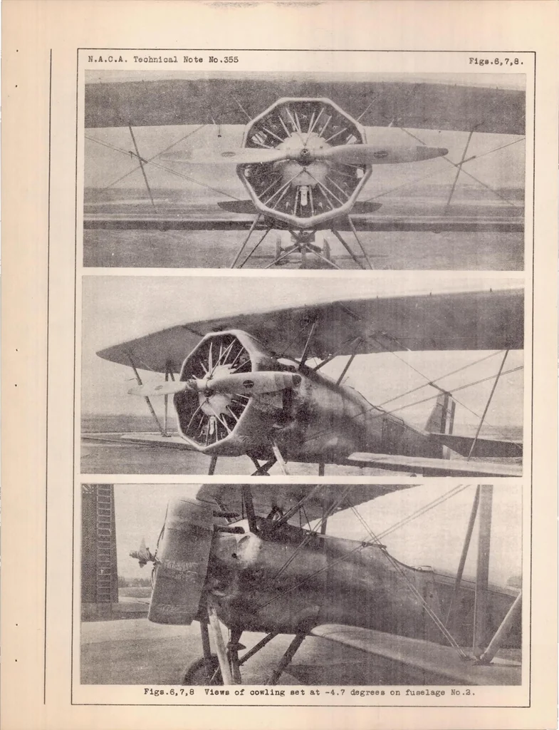 An illustration from Effect of the Angular Position of the Section of a Ring Cowling on the High Speed of an XF7C-1 Airplane, 1930, leaf 19