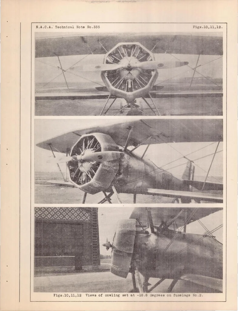 An illustration from Effect of the Angular Position of the Section of a Ring Cowling on the High Speed of an XF7C-1 Airplane, 1930, leaf 20
