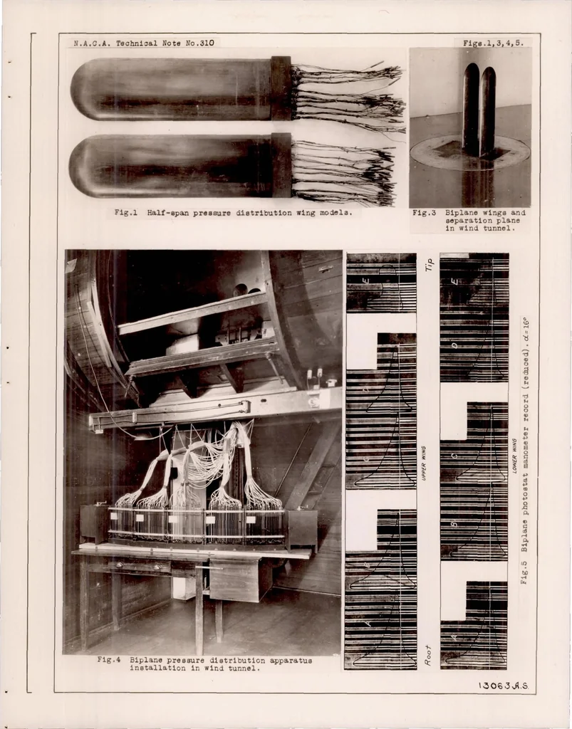 An illustration from Wind Tunnel Pressure Distribution Tests on a Series of Biplane Wing Models, 1929, leaf 14