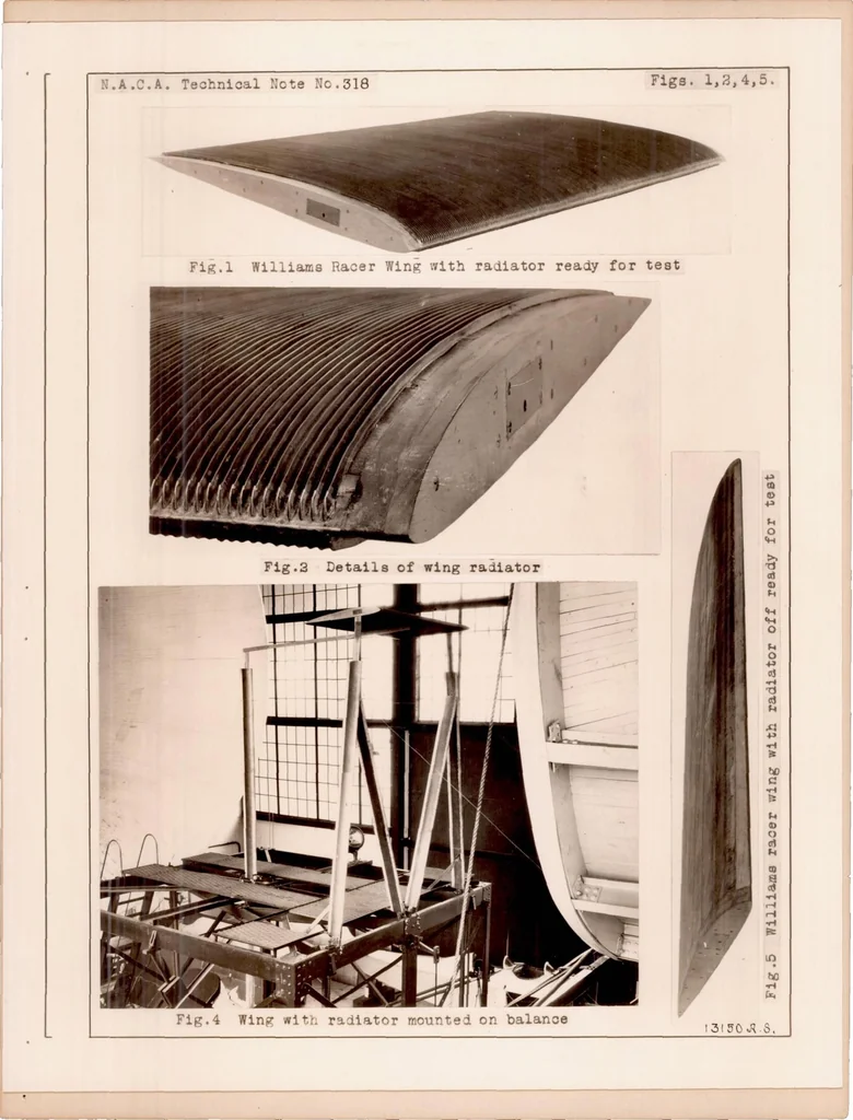 An illustration from Full Scale Investigation of the Drag of a Wing Radiator, 1929, leaf 6