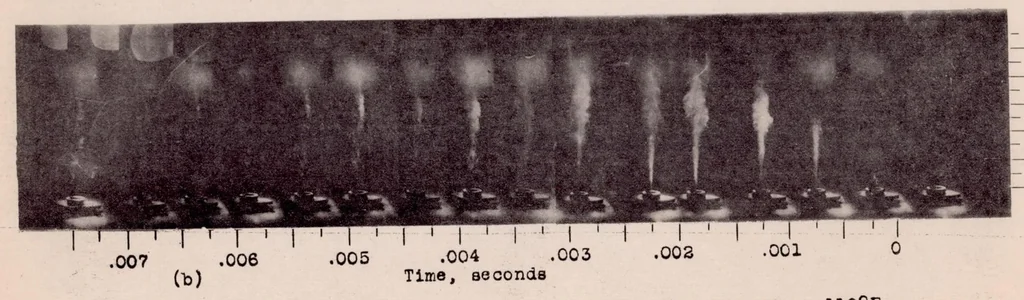 An illustration from Some Effects of Air and Fuel Oil Temperatures on Spray Penetration and Dispersion, 1930, leaf 13