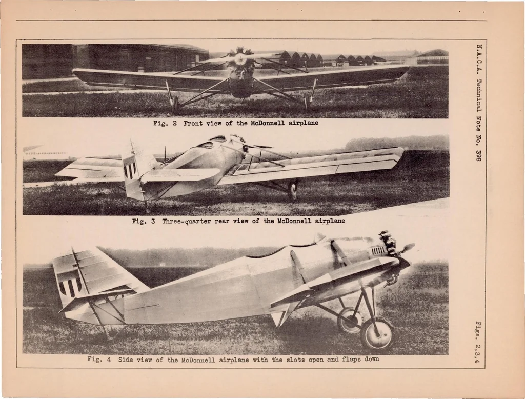 An illustration from The Effect of Slots and Flaps on the Lift and Drag of the Mcdonnell Airplanes Determined in Flight, 1931, leaf 18