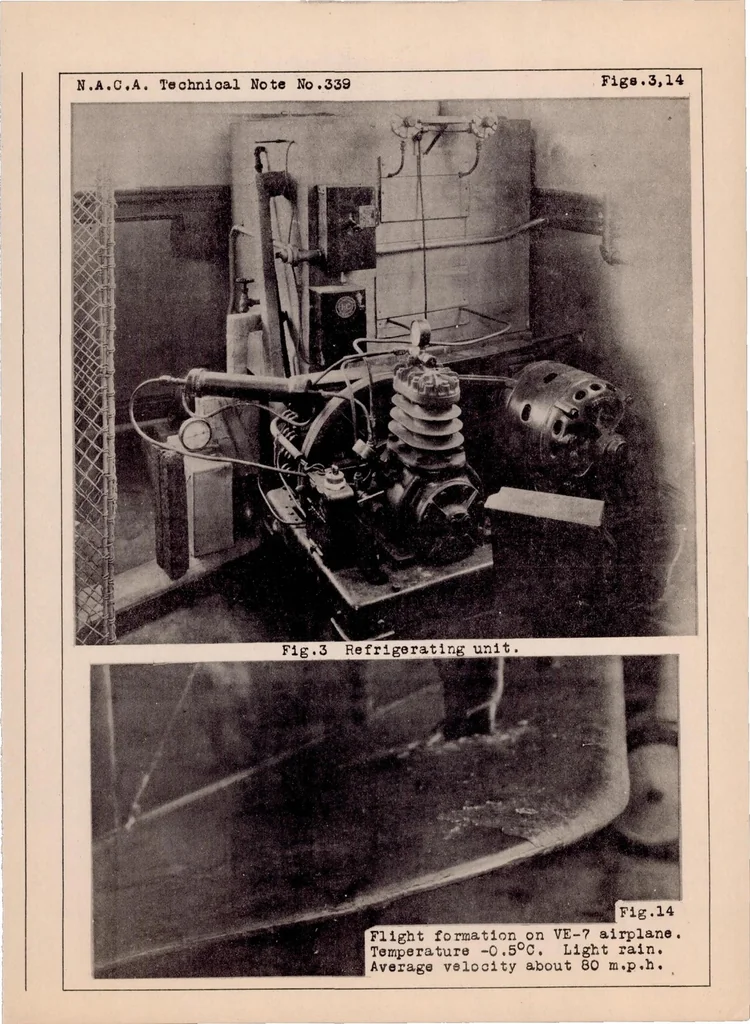 An illustration from Refrigerated Wind Tunnel Tests on Surface Coatings for Preventing Ice Formation, 1930, leaf 24
