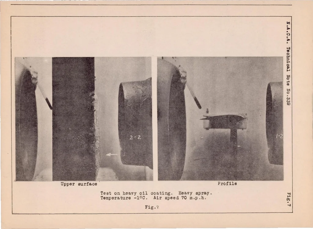 An illustration from Refrigerated Wind Tunnel Tests on Surface Coatings for Preventing Ice Formation, 1930, leaf 27