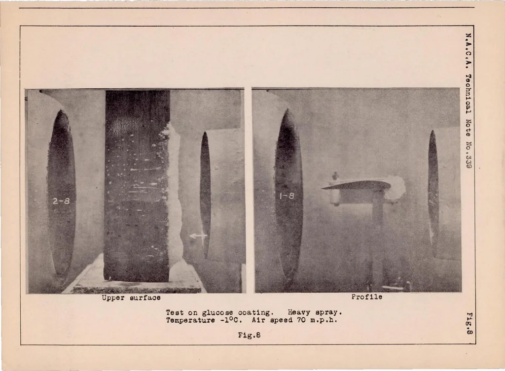An illustration from Refrigerated Wind Tunnel Tests on Surface Coatings for Preventing Ice Formation, 1930, leaf 28