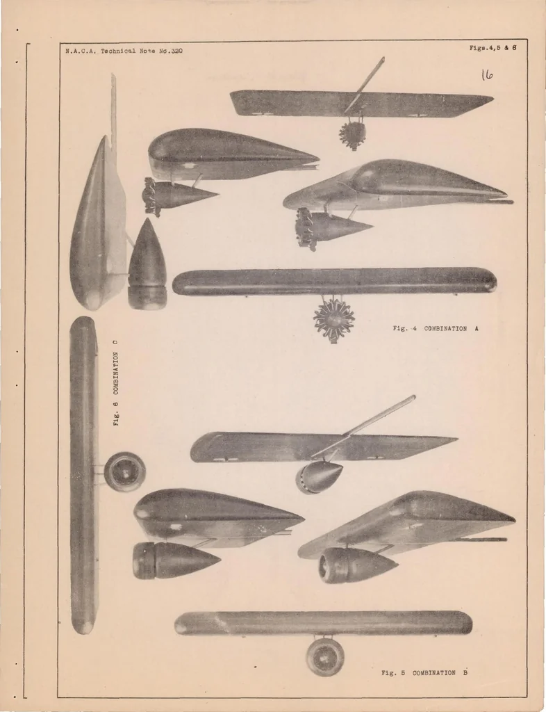 An illustration from The Drag and Interference of a Nacelle in the Presence of a Wing, 1929, leaf 16