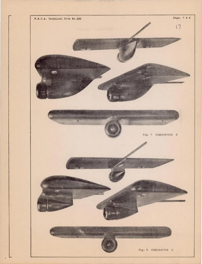 An illustration from The Drag and Interference of a Nacelle in the Presence of a Wing, 1929, leaf 17