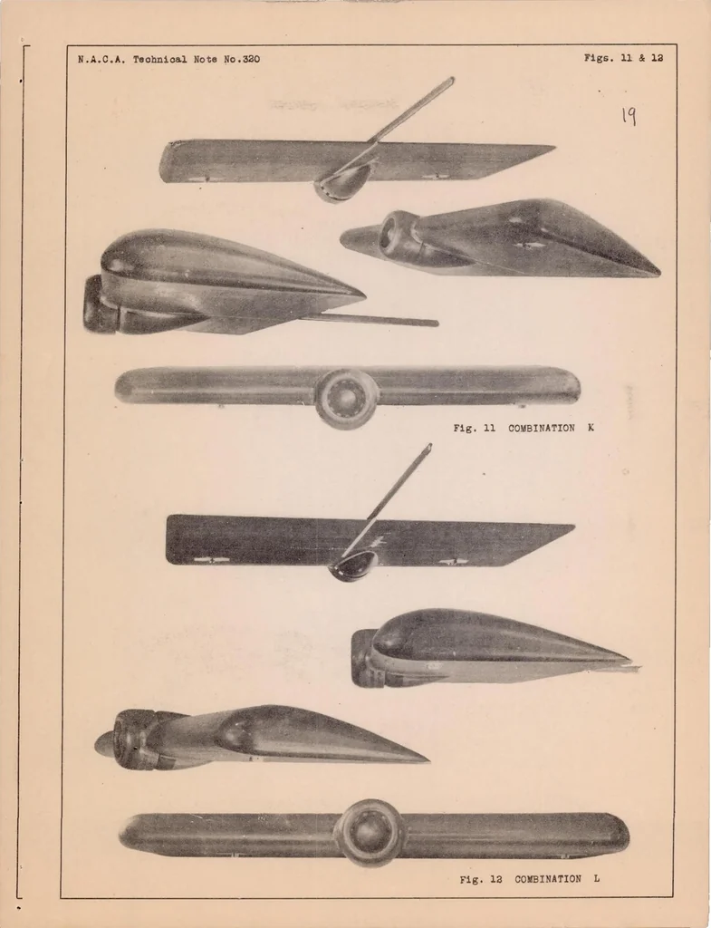 An illustration from The Drag and Interference of a Nacelle in the Presence of a Wing, 1929, leaf 19
