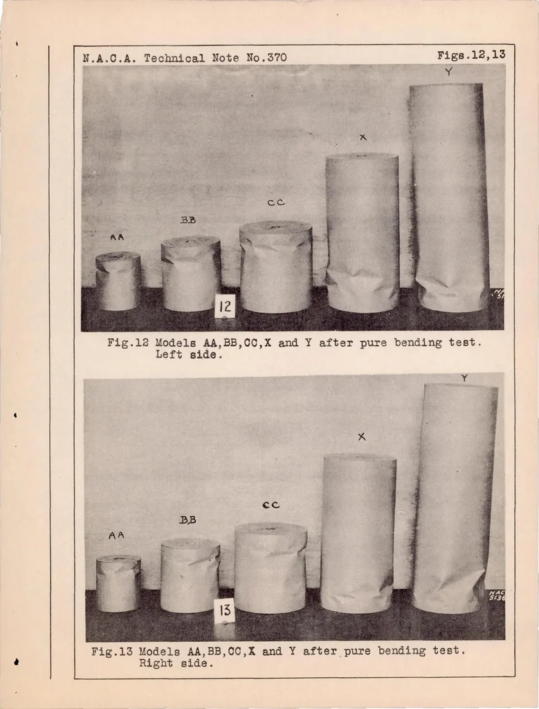 An illustration from Strength Tests on Paper Cylinder in Compression, Bending and Shear, 1931, leaf 19