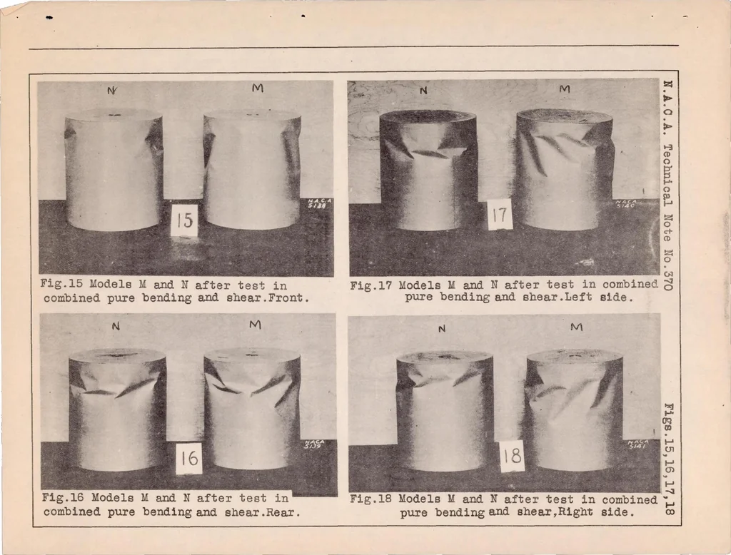 An illustration from Strength Tests on Paper Cylinder in Compression, Bending and Shear, 1931, leaf 21