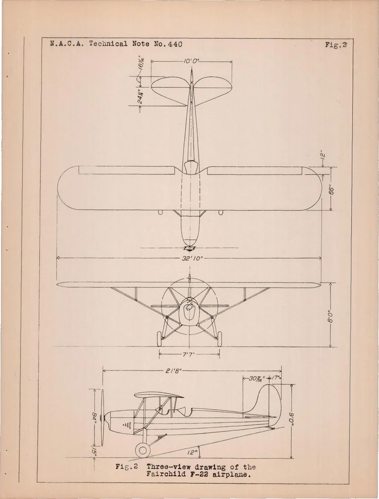 An illustration from Flight Tests to Determine the Effect of a Fixed Auxiliary Airfoil on the Lift and Drag of a Parasol Monoplane, 1932, leaf 12