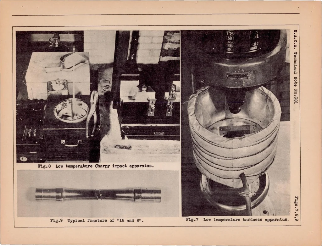 An illustration from Endurance and Other Properties at Low Temperatures of Some Alloys for Aircraft Use, 1931, leaf 20