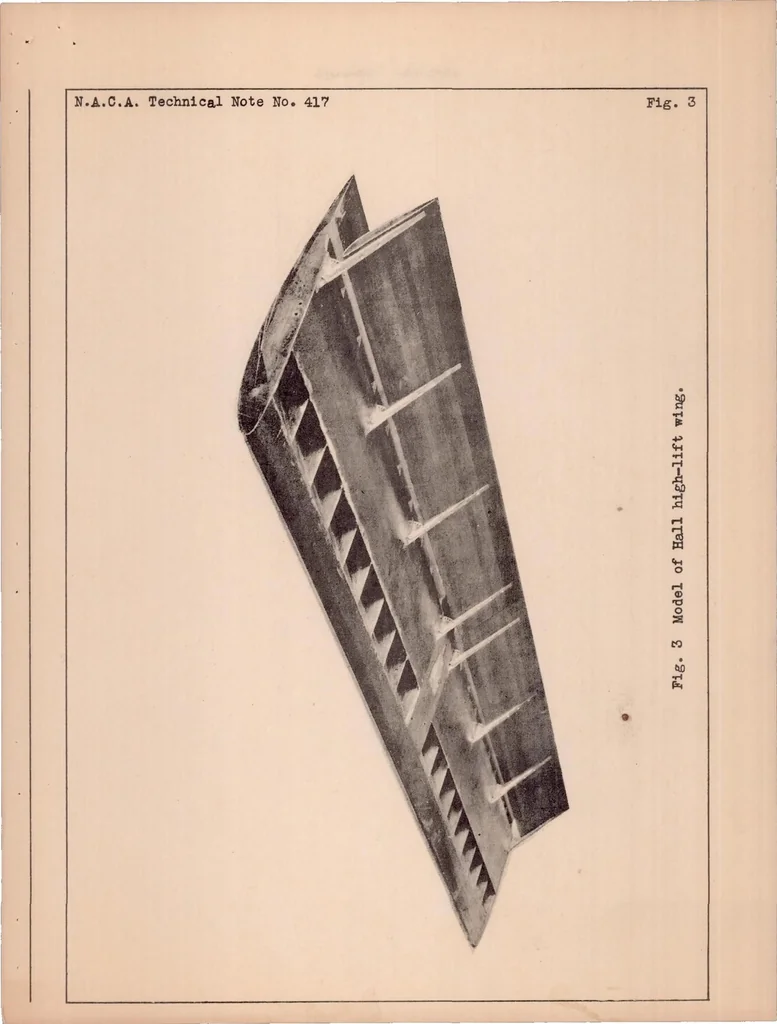 An illustration from Wind-tunnel Tests of a Hall High-life Wing, 1932, leaf 7