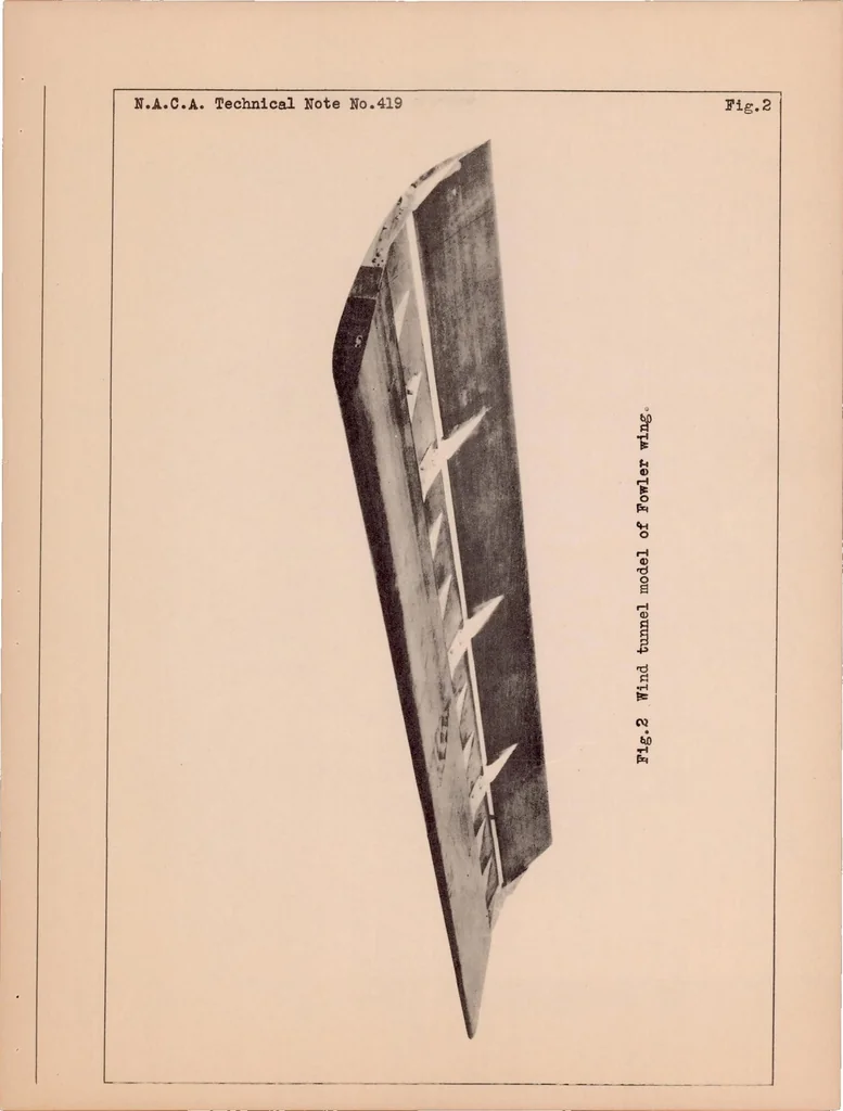 An illustration from Wind-tunnel Tests of the Fowler Variable-area Wing, 1932, leaf 8