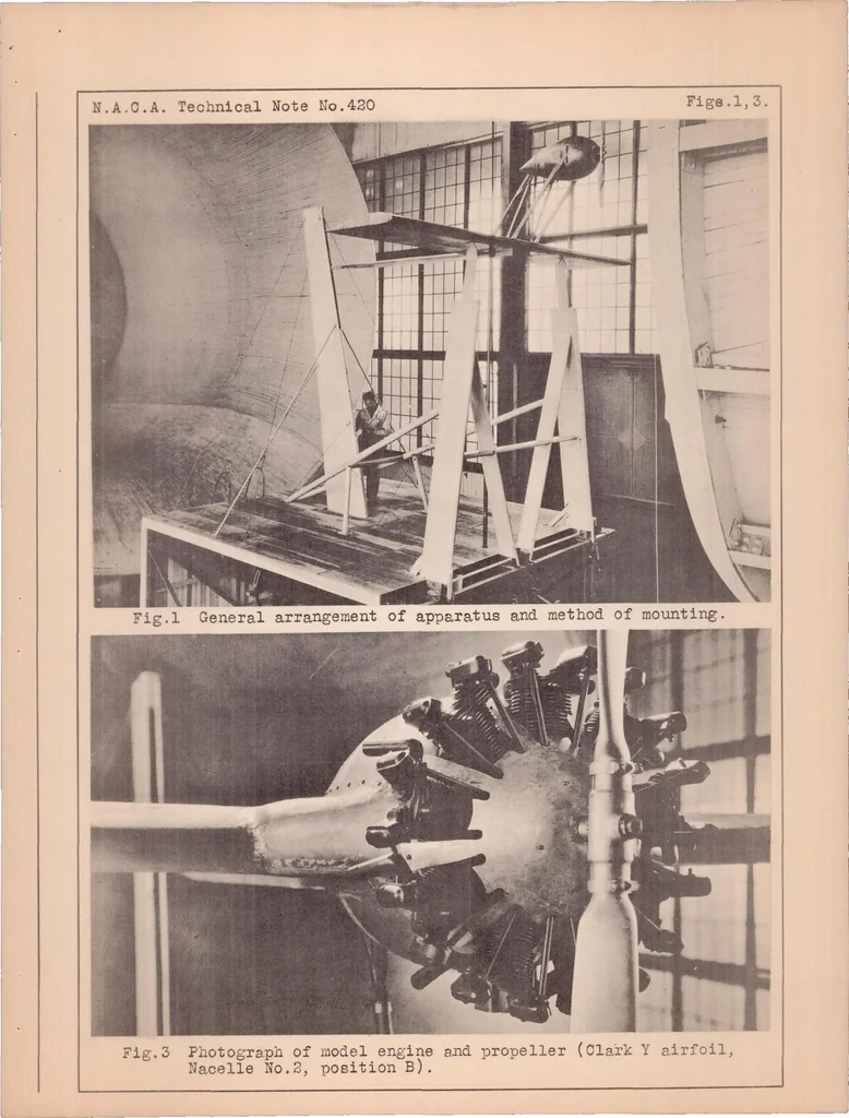 An illustration from The Effect of Propellers and Nacelles on the Landing Speeds of Tractor Monoplanes, 1932, leaf 13
