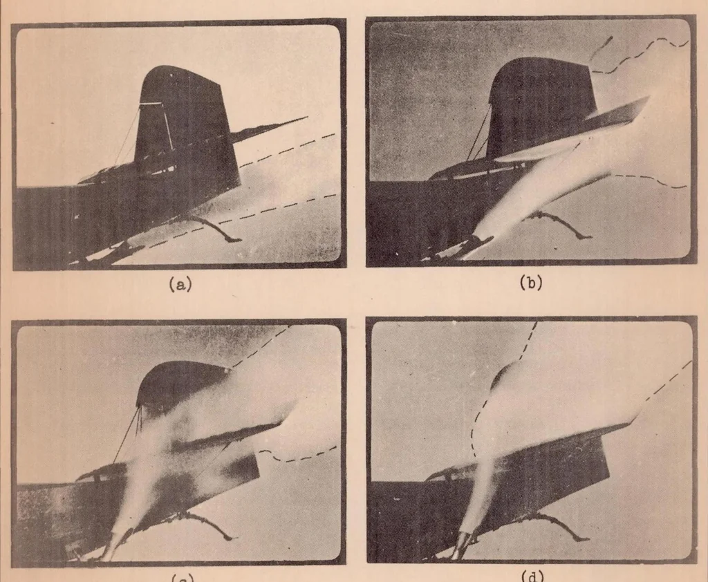 An illustration from The Nature of Air Flow About the Tail of an Airplane in a Spin, 1932, leaf 9
