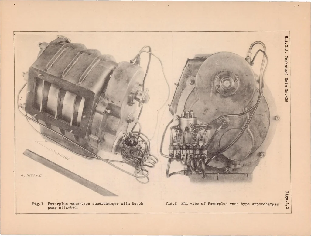 An illustration from Comparative Performance of a Powerplus Vane-type Supercharger and an N.A.C.A. Roots-type Supercharger, 1932, leaf 15