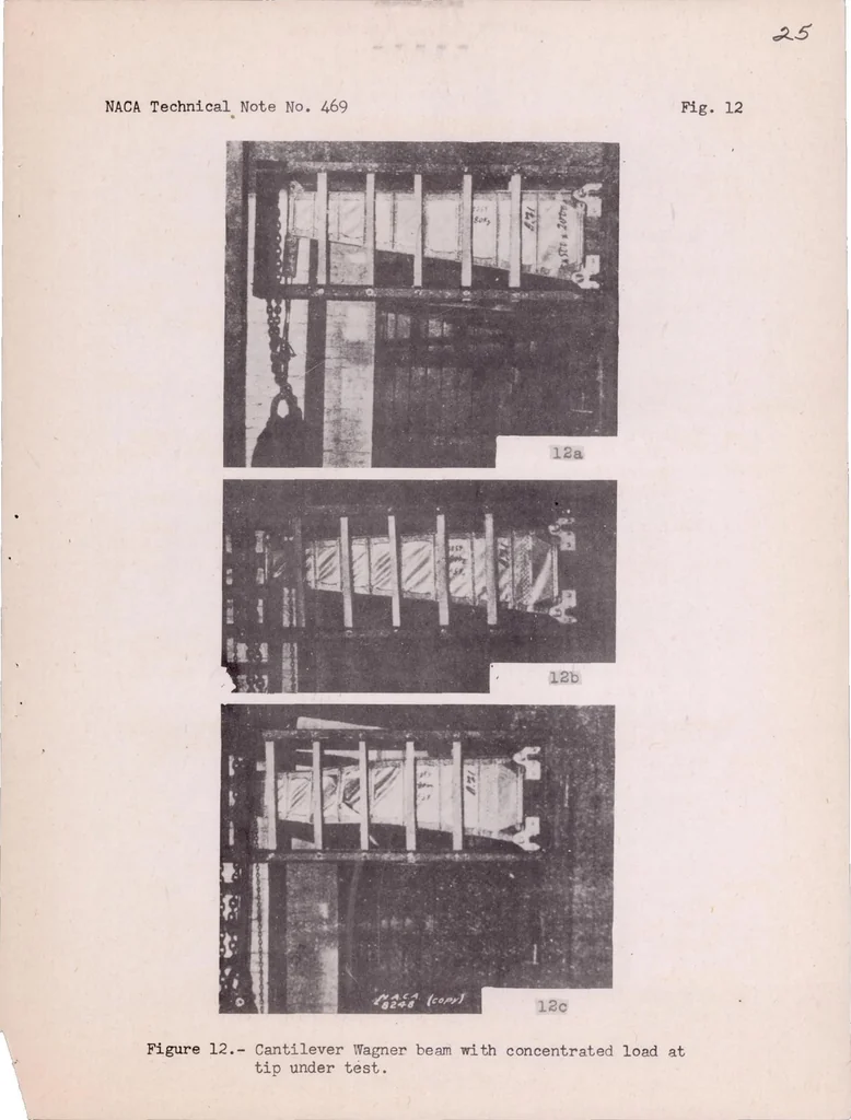 An illustration from A Summary of Design Formulas for Beams Having Thin Webs in Diagonal Tension, 1933, leaf 25