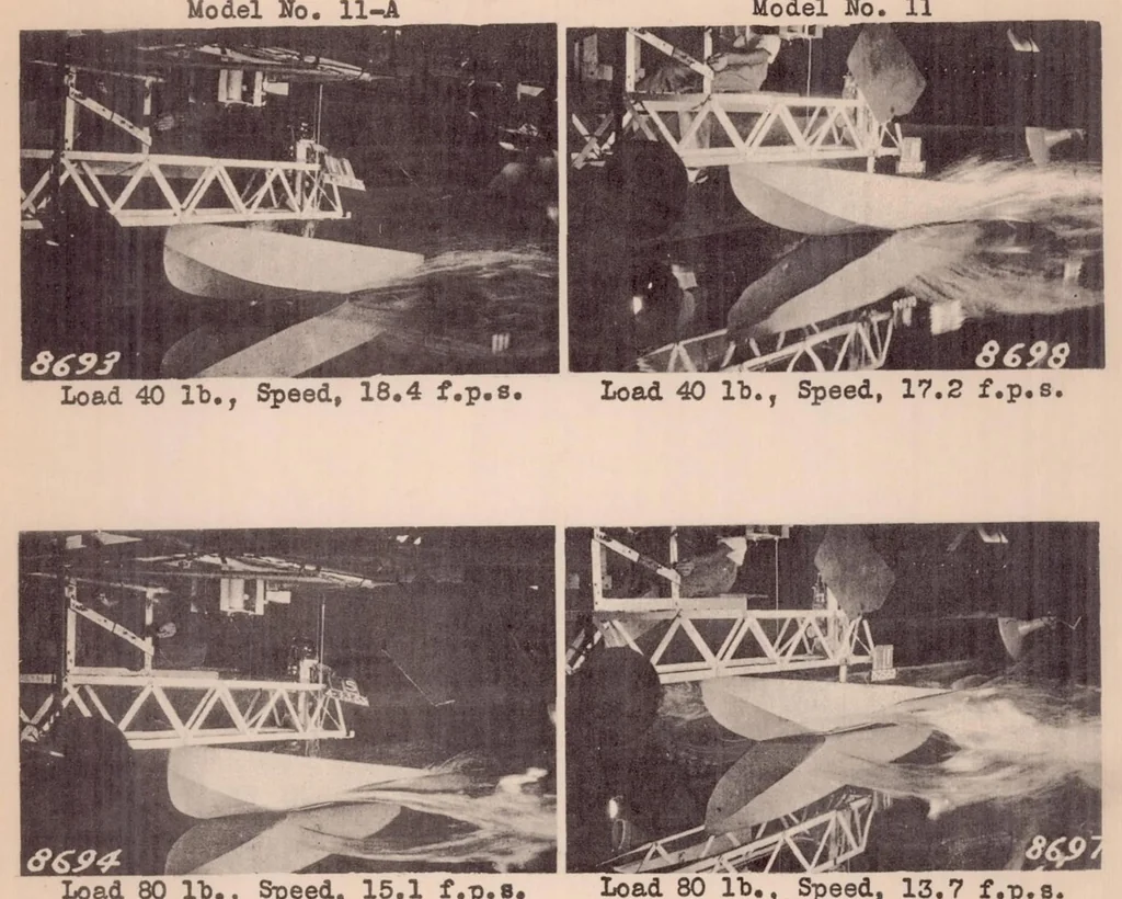 An illustration from A Complete Tank Test of a Model of a Flying-boat Hull - N.A.C.A. Model No.11-A, 1933, leaf 24