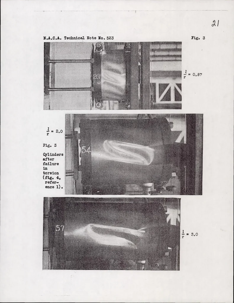 An illustration from Strength Tests of Thin-walled Duralumin Cylinders in Combined Transverse Shear and Bending, 1935, leaf 22