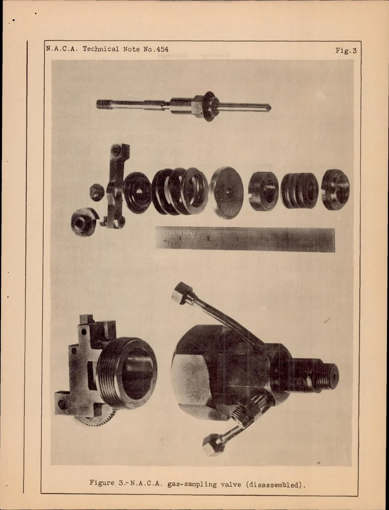 An illustration from The N.A.C.A. Combustion Chamber Gas-sampling Valve and Some Preliminary Test Results, 1933, leaf 14