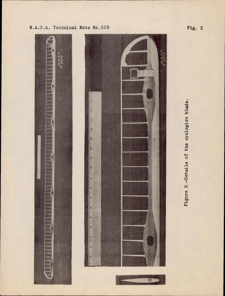 An illustration from Wind-tunnel Tests of a Cyclogiro Rotor, 1935, leaf 13