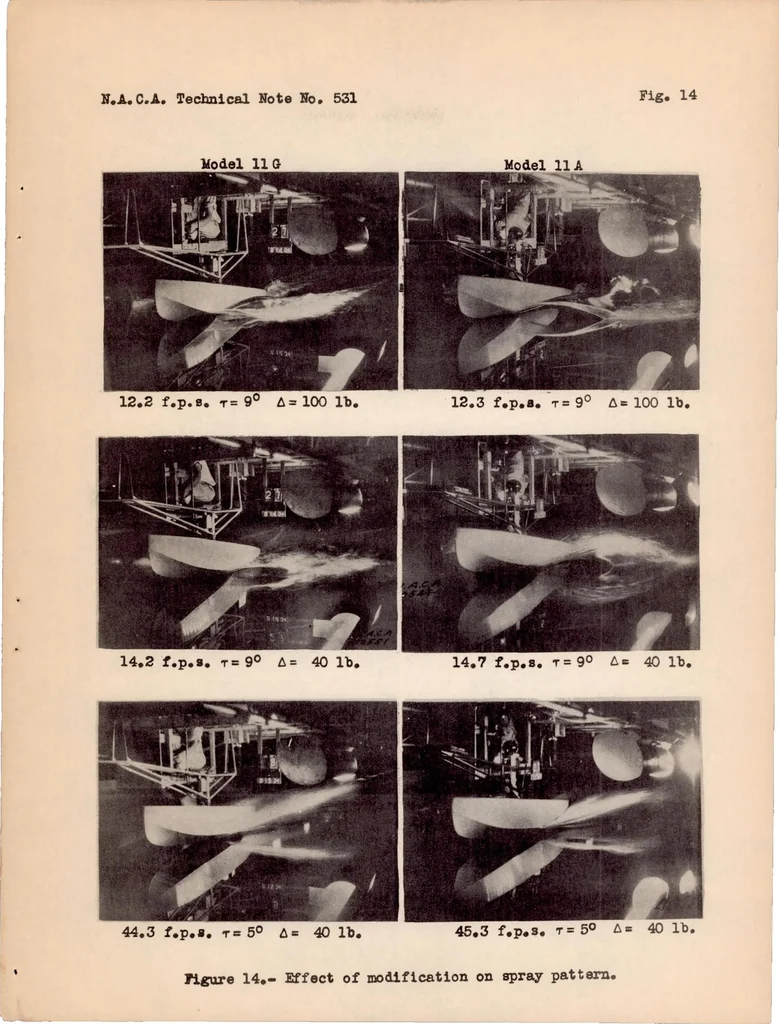 An illustration from Tank Tests of Model 11-G Flying-boat Hull, 1935, leaf 22