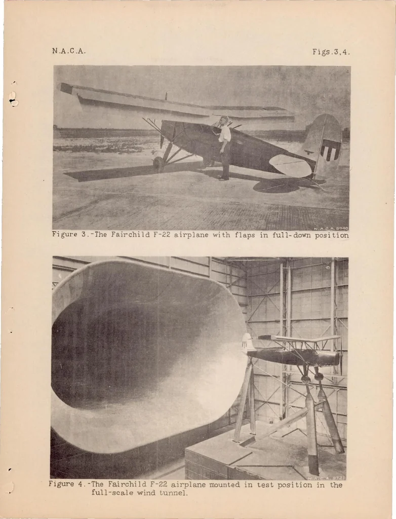 An illustration from The Effect of Split Trailing-edge Wing Flaps on the Aerodynamic Characteristics of a Parasol Monoplane, 1933, leaf 11