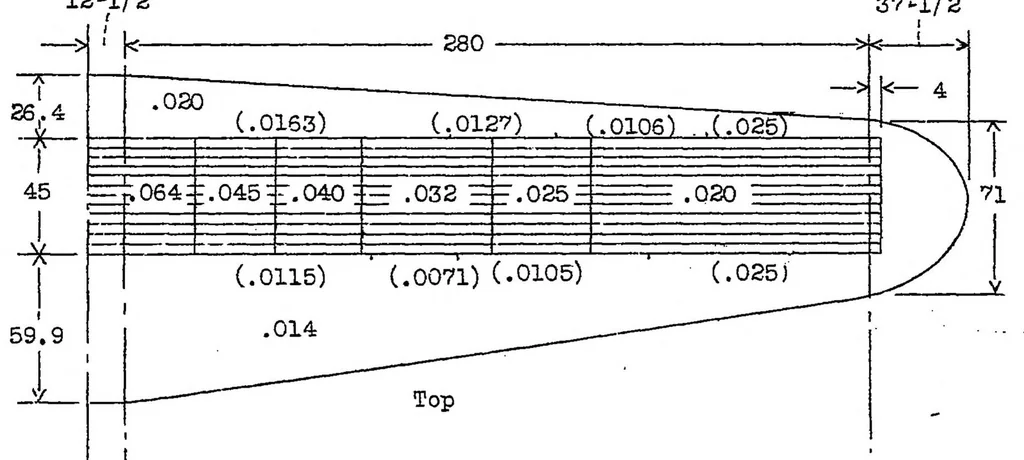 An illustration from The initial torsional stiffness of shells with interior webs, 1935, leaf 20