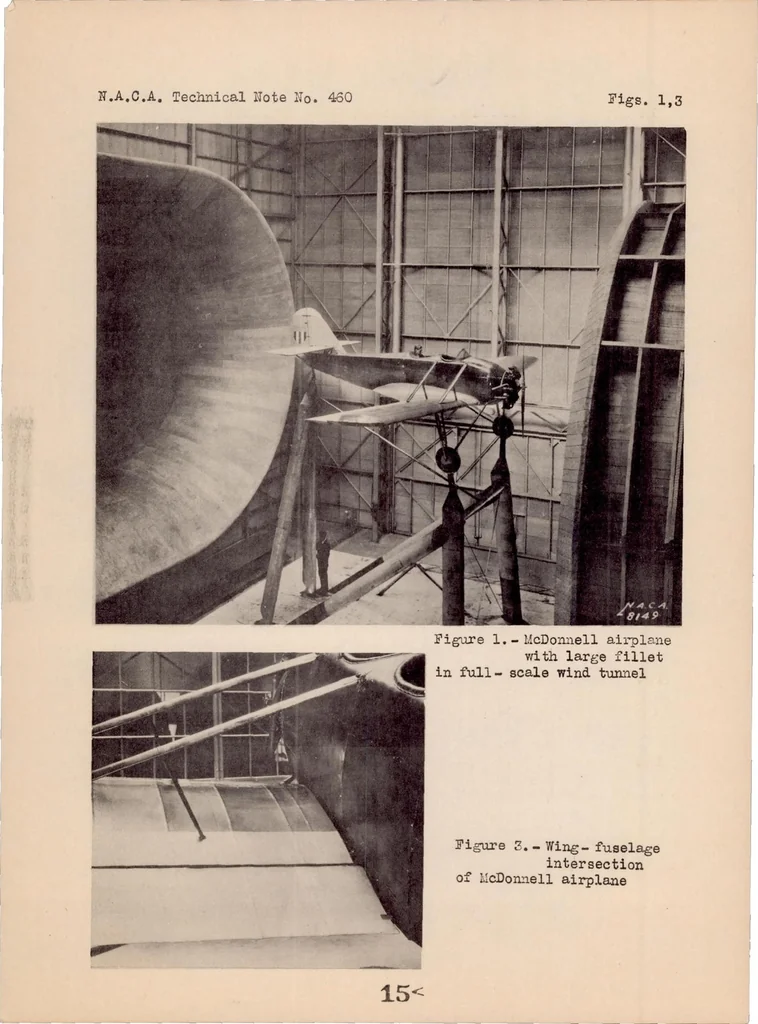 An illustration from Full-scale Wind-tunnel Research on Tail Buffeting and Wing-fuselage Interference of a Low-wing Monoplane, 1933, leaf 16