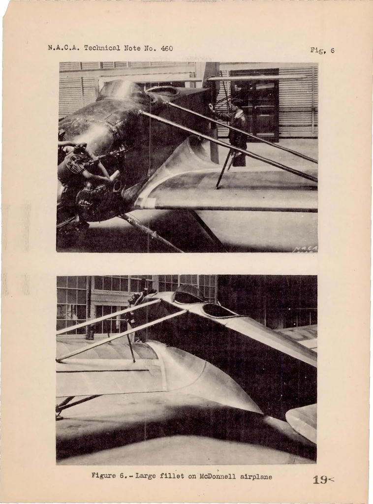 An illustration from Full-scale Wind-tunnel Research on Tail Buffeting and Wing-fuselage Interference of a Low-wing Monoplane, 1933, leaf 20