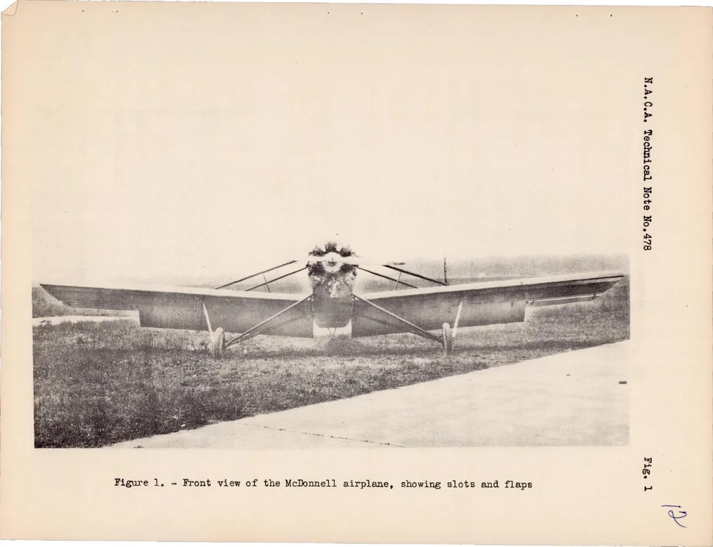 An illustration from The Effects of Slots and Flaps on Lateral Control of a Low-wing Monoplane as Determined in Flight, 1933, leaf 12